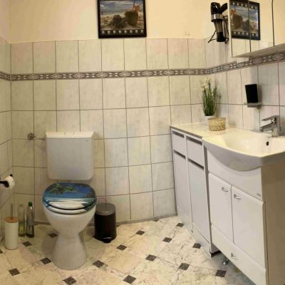 Badezimmer mit Badewanne und Dusche